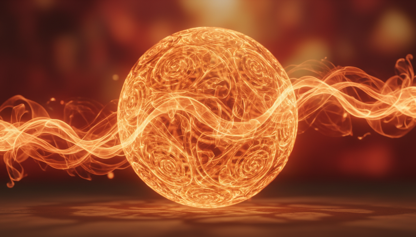 A glowing sacral chakra depicted as an intricate, luminous orange orb surrounded by energy waves, symbolizing creativity and vitality.