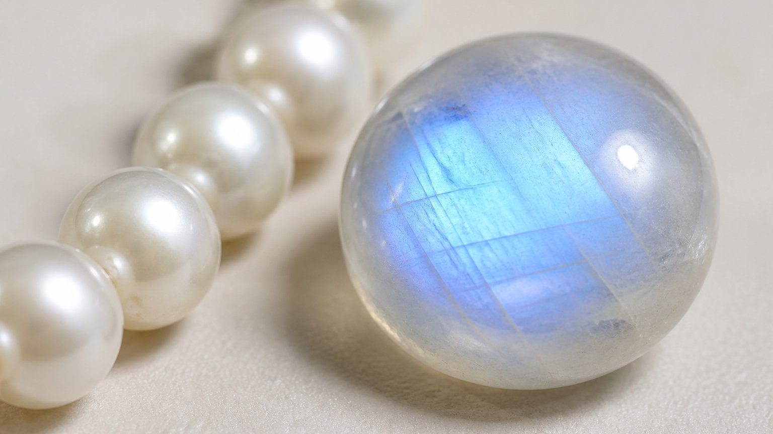 Close-up of a luminous pearl, the June birthstone, showing its soft nacreous glow