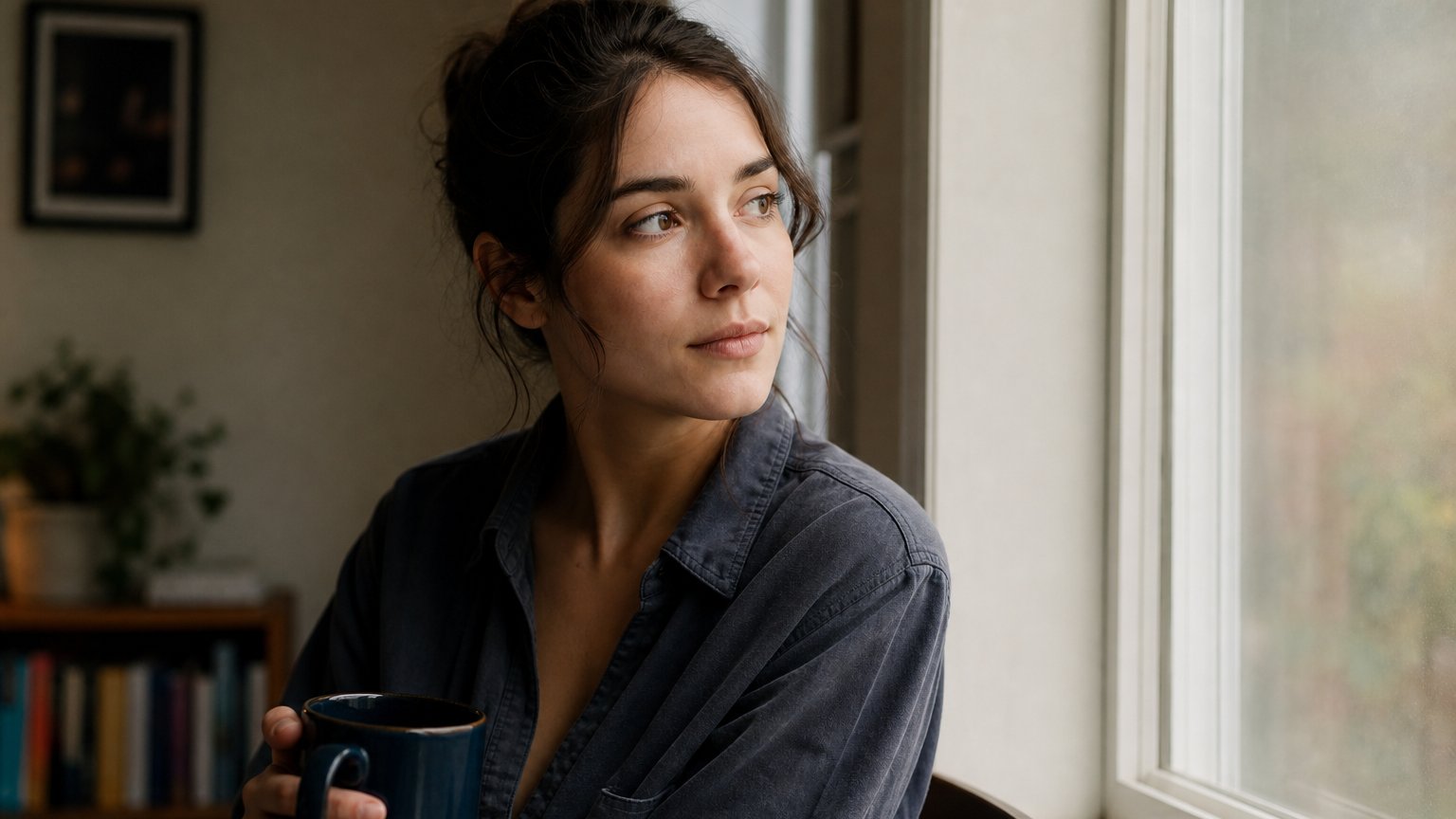 Person pausing to listen to their intuition after noticing left ear ringing and its meaning