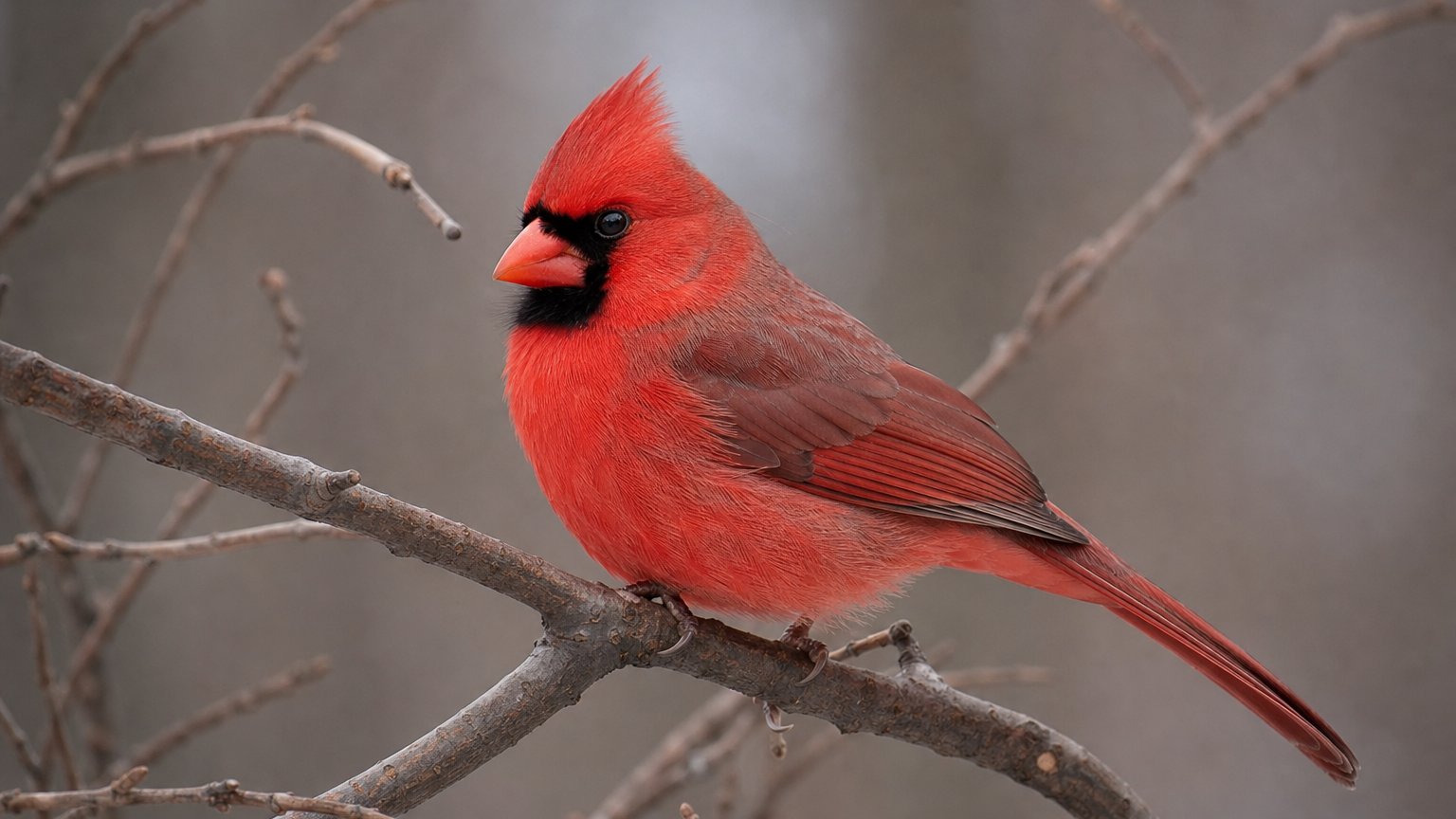 A red cardinal perched on a branch in soft light, illustrating the red cardinal spiritual meaning