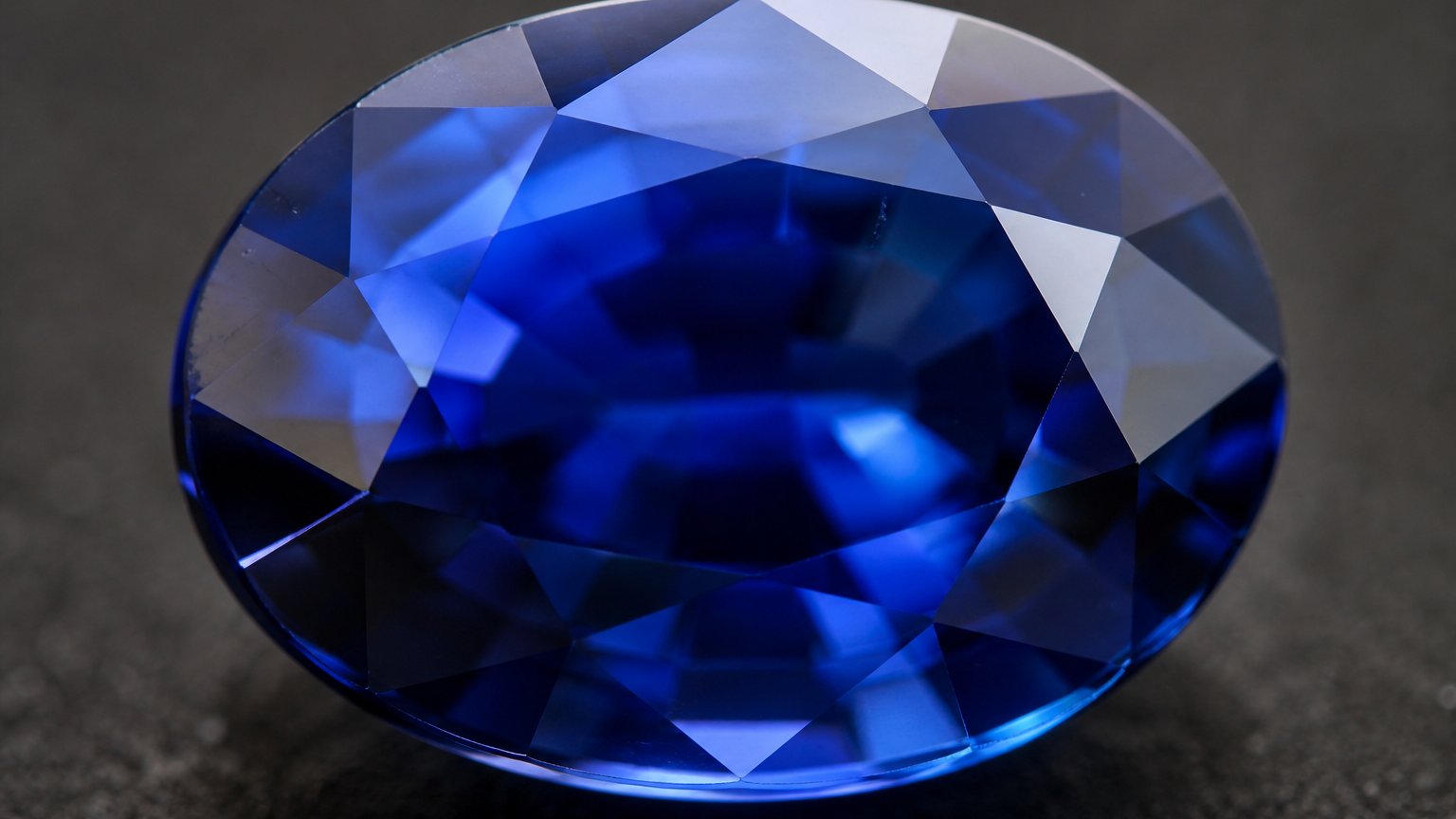 Close-up of a faceted blue sapphire, the September birthstone, showing its royal-blue color